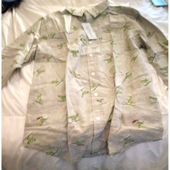 New Cat & Jack Boys size XL (16) Husky Dinosaur Print Button-Down Shirt - Picture 1 of 8